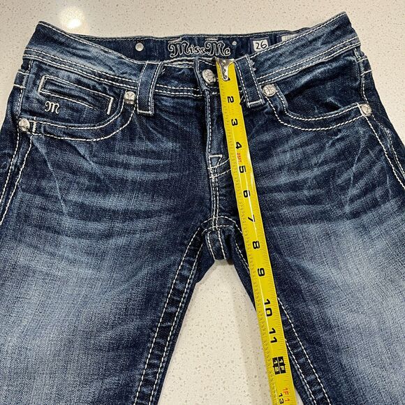 Miss Me Bermuda Jean Shorts Size 26 Embellished Cross Wing Pockets - Picture 9 of 12